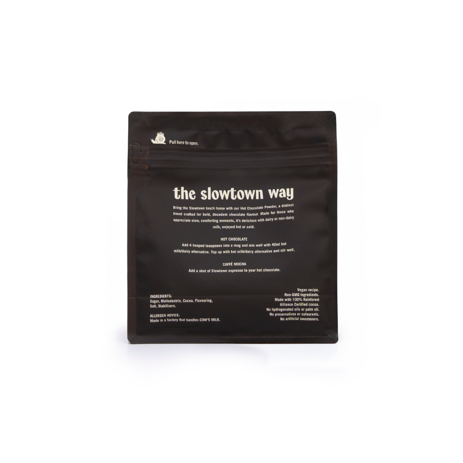 hot chocolate bag with side