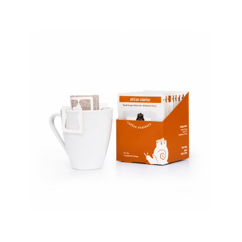 african sunrise - drip bag with cup